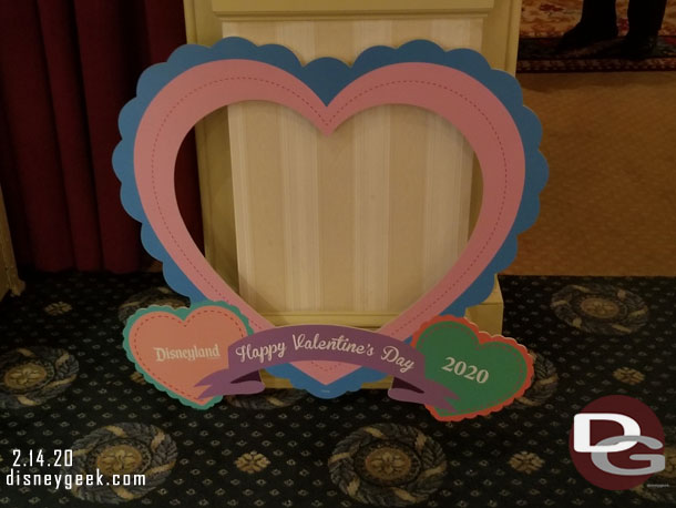 Valentine's Day photo prop inside the lobby.