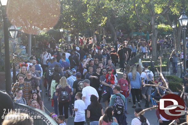 Pirates queue extending into New Orleans Square.