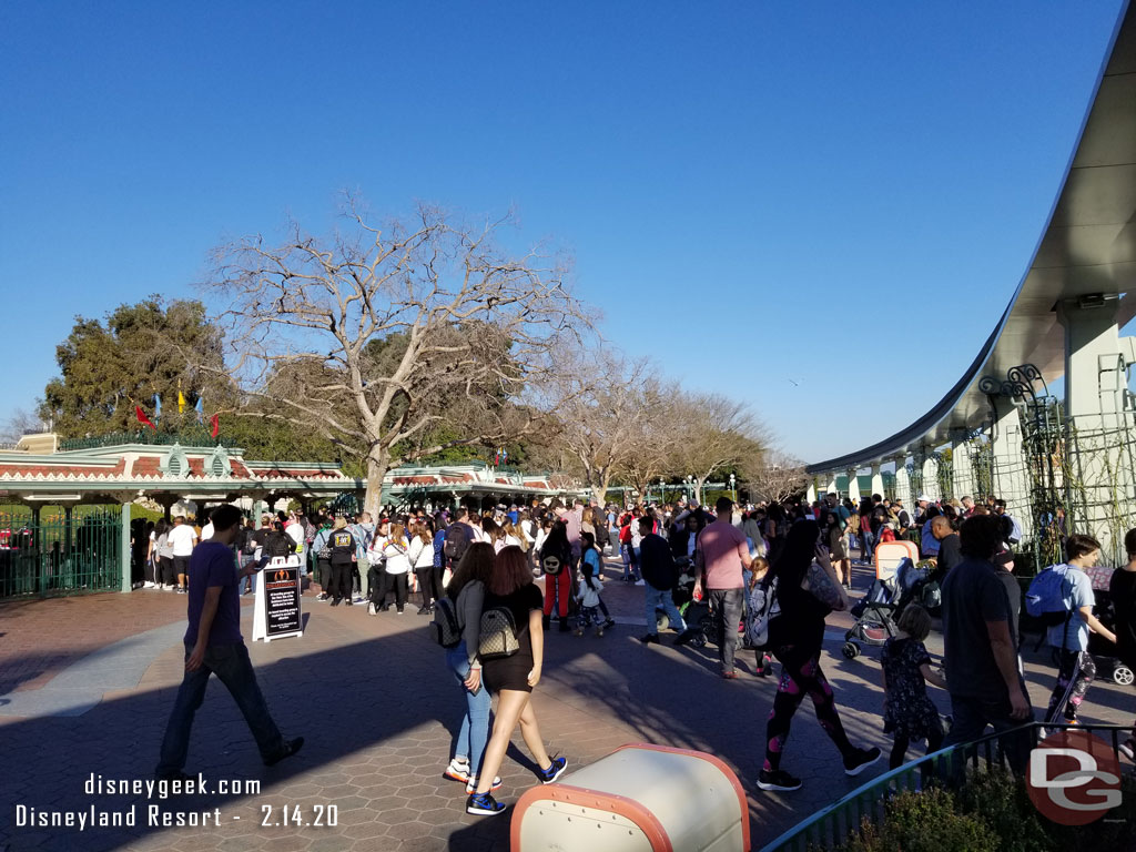 Disneyland entrance line at 3:40pm as I was heading to DCA.