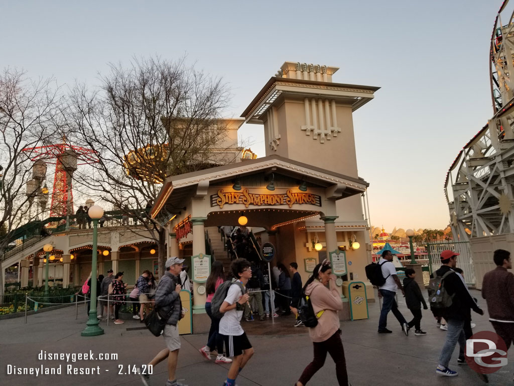 Silly Symphony Swings were using the extended queue on ground level this evening.