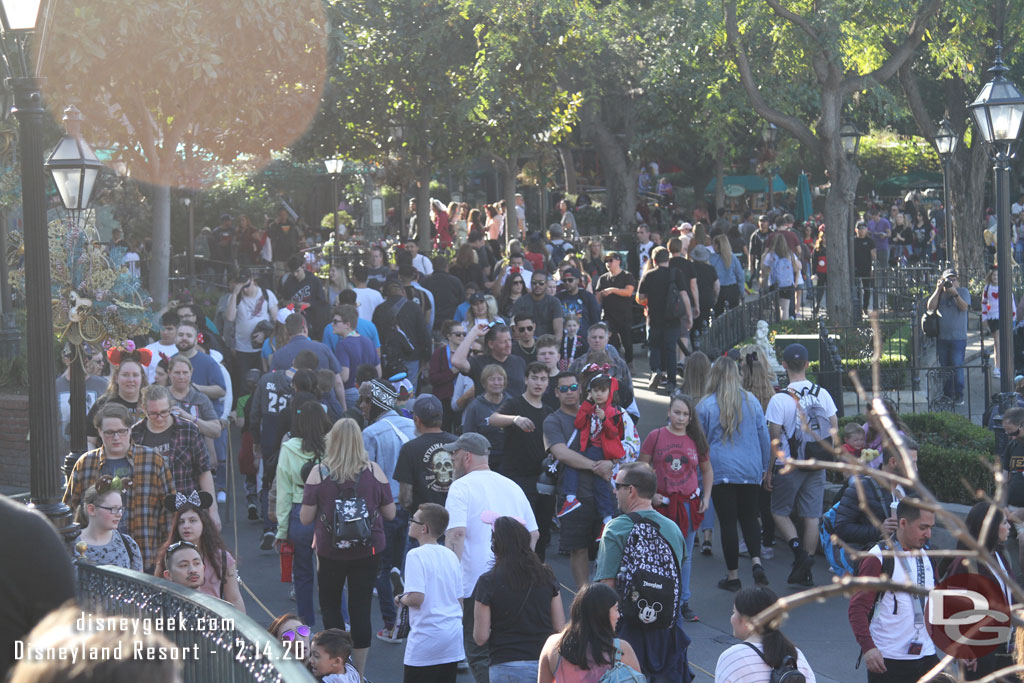 Pirates queue extending into New Orleans Square.