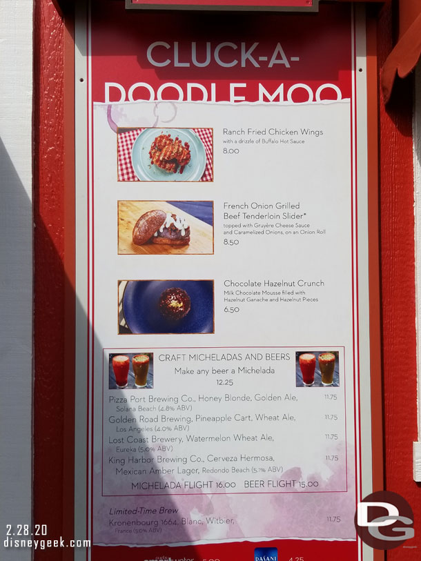 Cluck-A-Doodle Moo Marketplace Menu