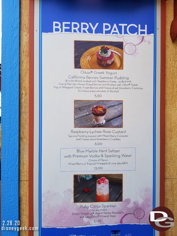 Berry Patch Marketplace Menu