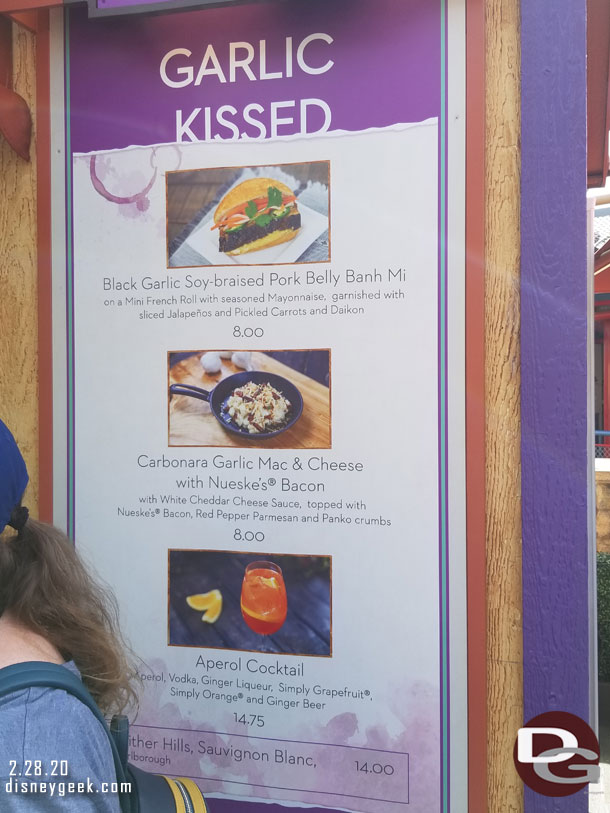 Garlic Kissed Marketplace menu