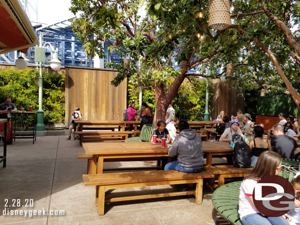 Picnic tables in the Beer Garden