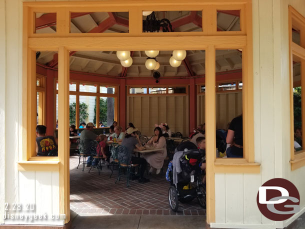 No meet and greet this season, the area is filled with tables.