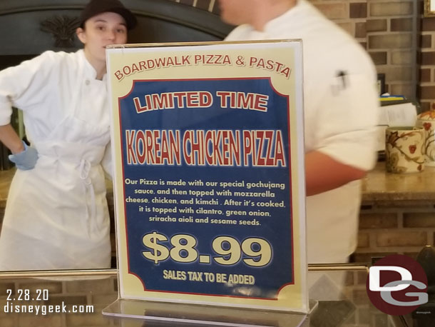 Walked through Boardwalk Pizza & Pasta.. their current specialty pizza.