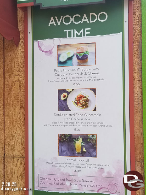 Avocado Time Marketplace Menu