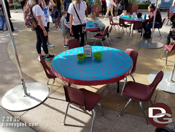 Tables to decorate your chef hat nearby.