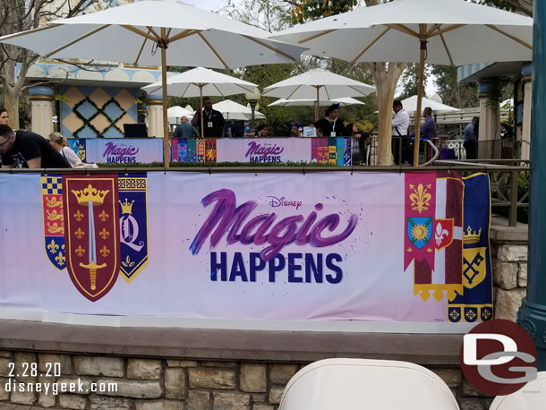 It was broadcaster day so there were tables set up for live broadcasts on the terraces.