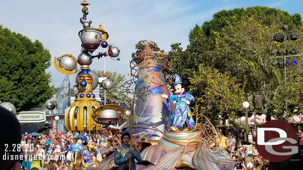 Mickey Mouse leads the way on the first float.