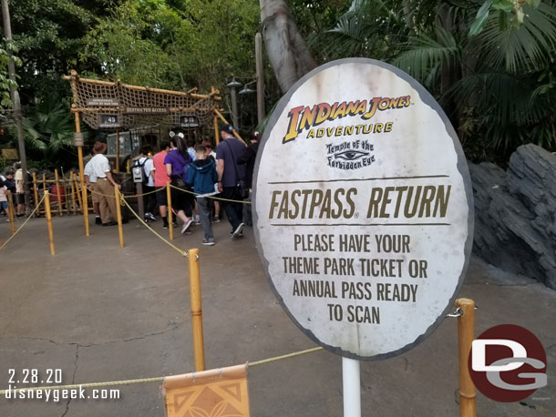 A reminder sign as you enter the Indiana Jones queue.