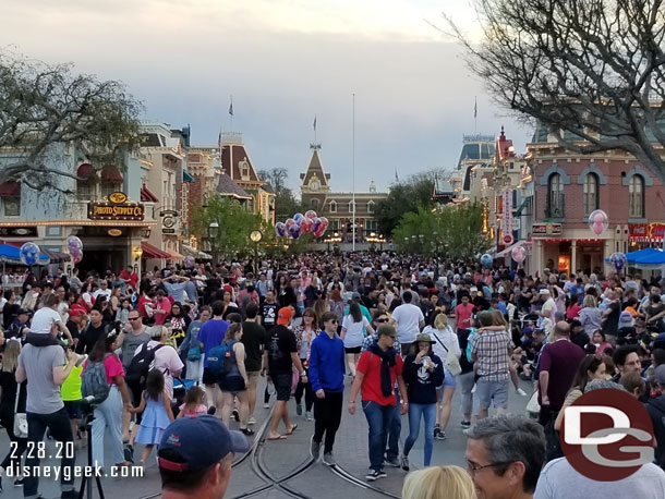 5:30pm found a spot for the 6:00pm Magic Happens Parade.