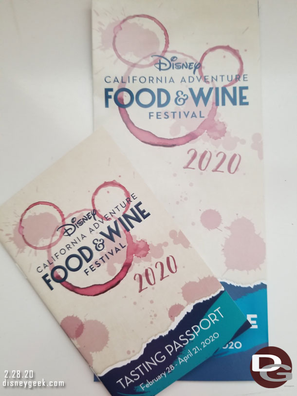 2020 Disney California Adventure Food & Wine Festival guide and tasting passport