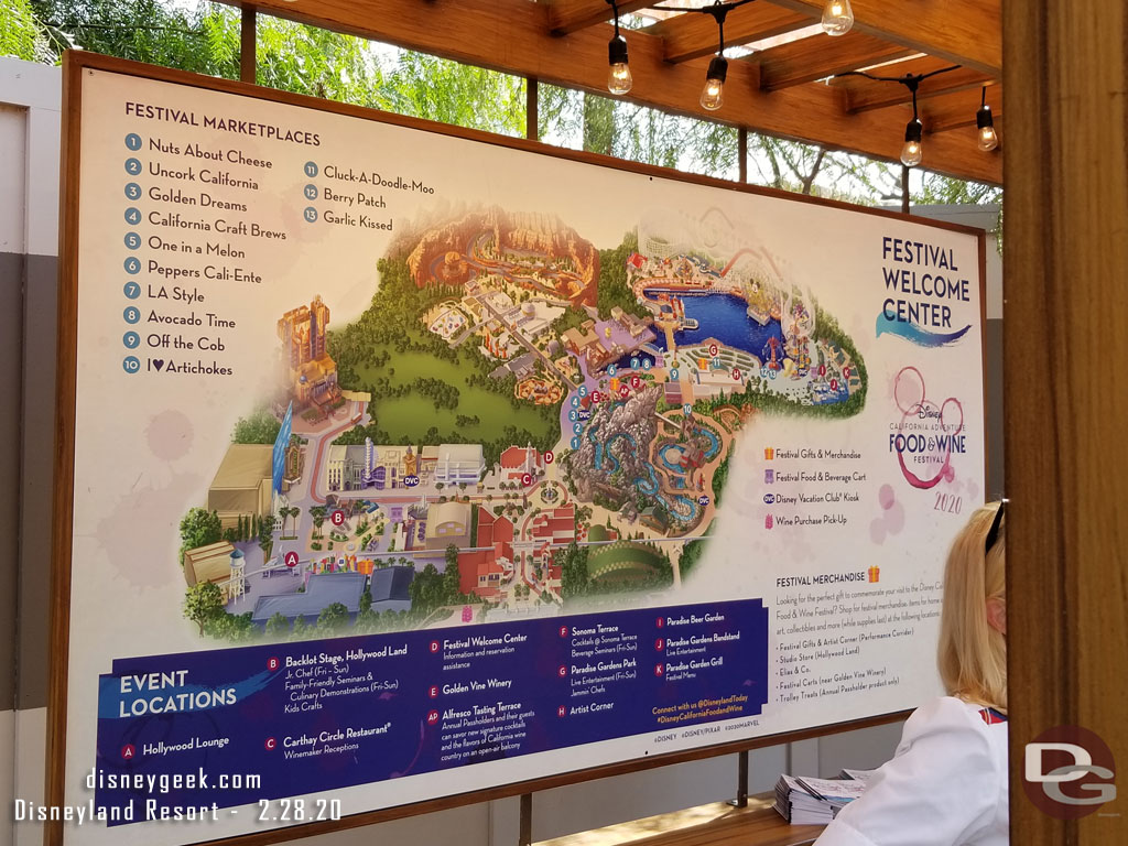 A map of the festivities this year.  The layout is the same as previous festivals.  Marketplaces along the parade route, some demonstrations on the Backlot stage and a beer garden in Paradise Gardens.