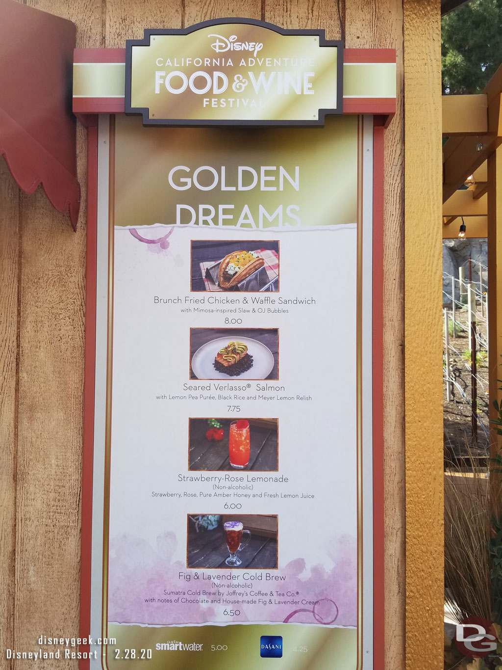 Golden Dreams Marketplace Menu