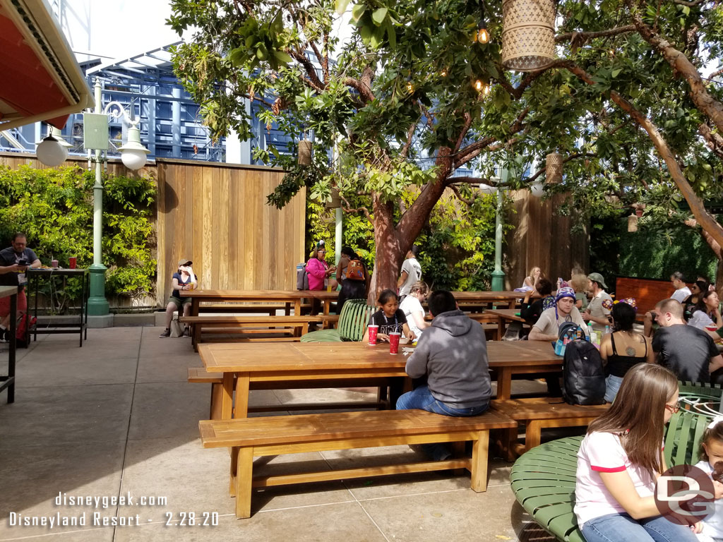 Picnic tables in the Beer Garden