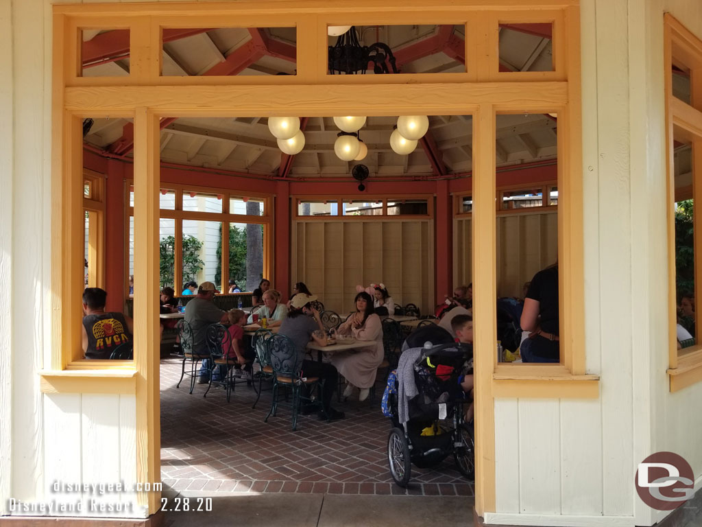 No meet and greet this season, the area is filled with tables.