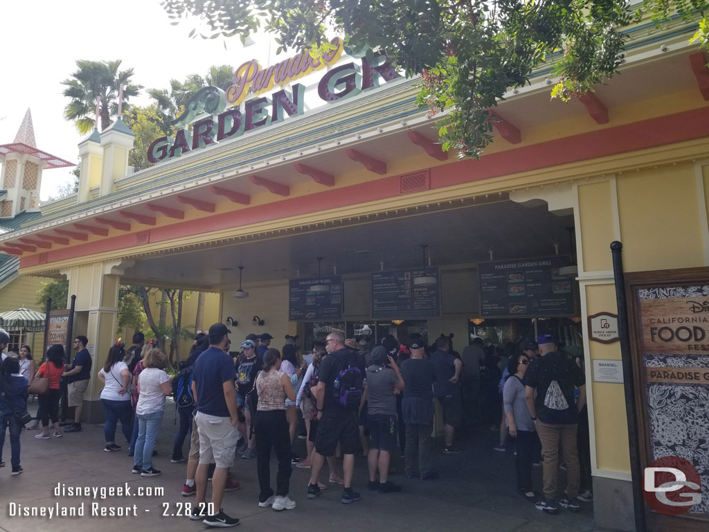 The Garden Grill is open for the festival and had a healthy line.