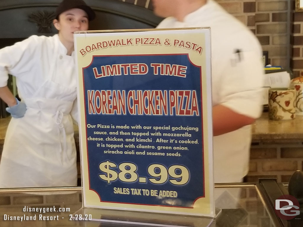 Walked through Boardwalk Pizza & Pasta.. their current specialty pizza.