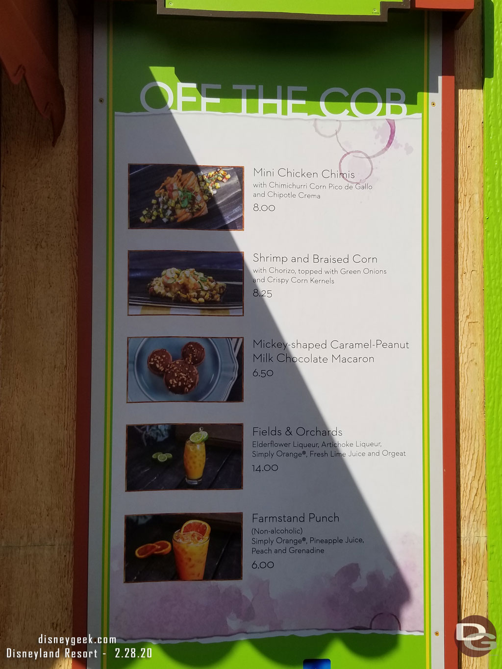 Off the Cob Markeplace Menu