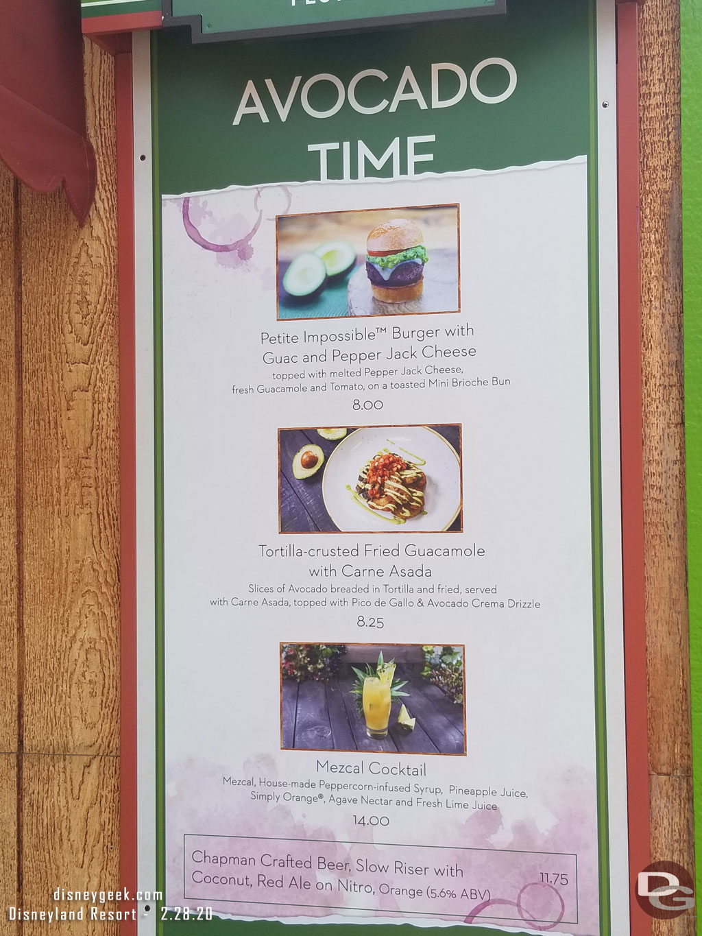 Avocado Time Marketplace Menu