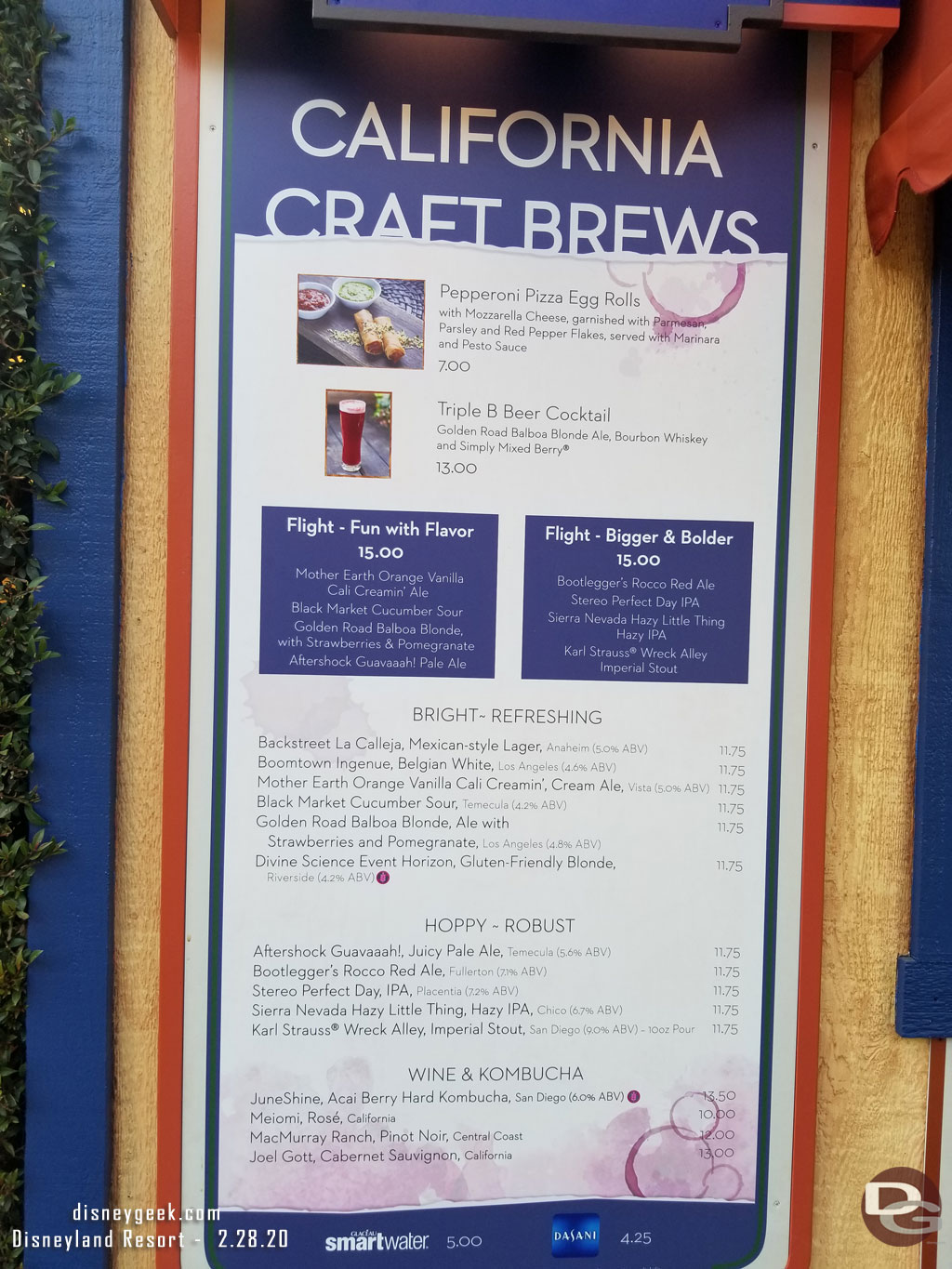 California Craft Brews Marketplace Menu