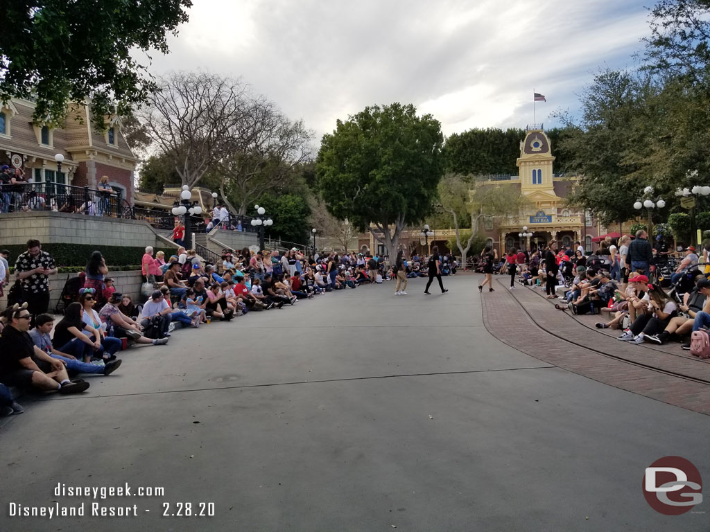 About an hour before parade time and curb seating is long gone and they are several guests deep throughout most of the parade route.