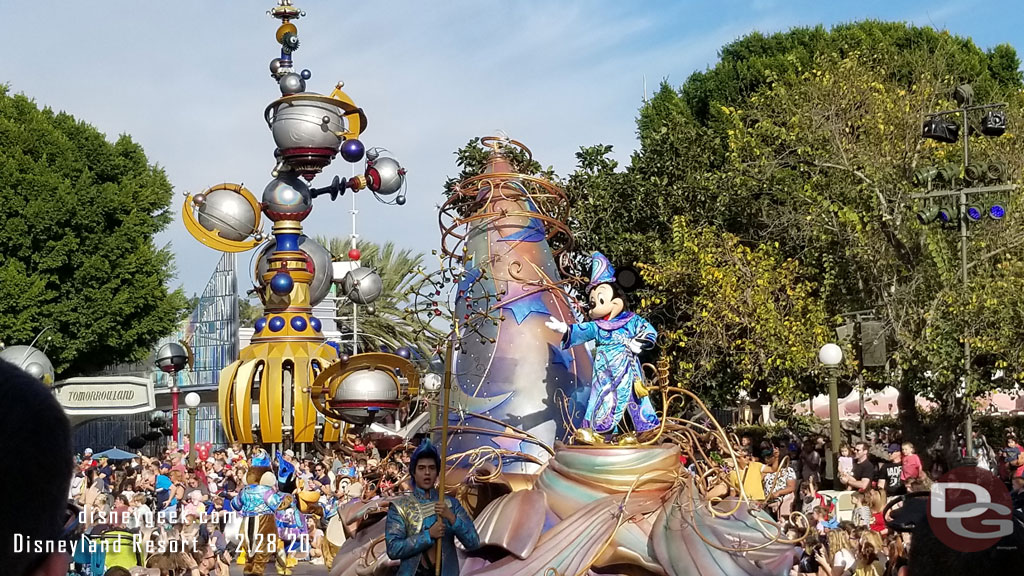 Mickey Mouse leads the way on the first float.