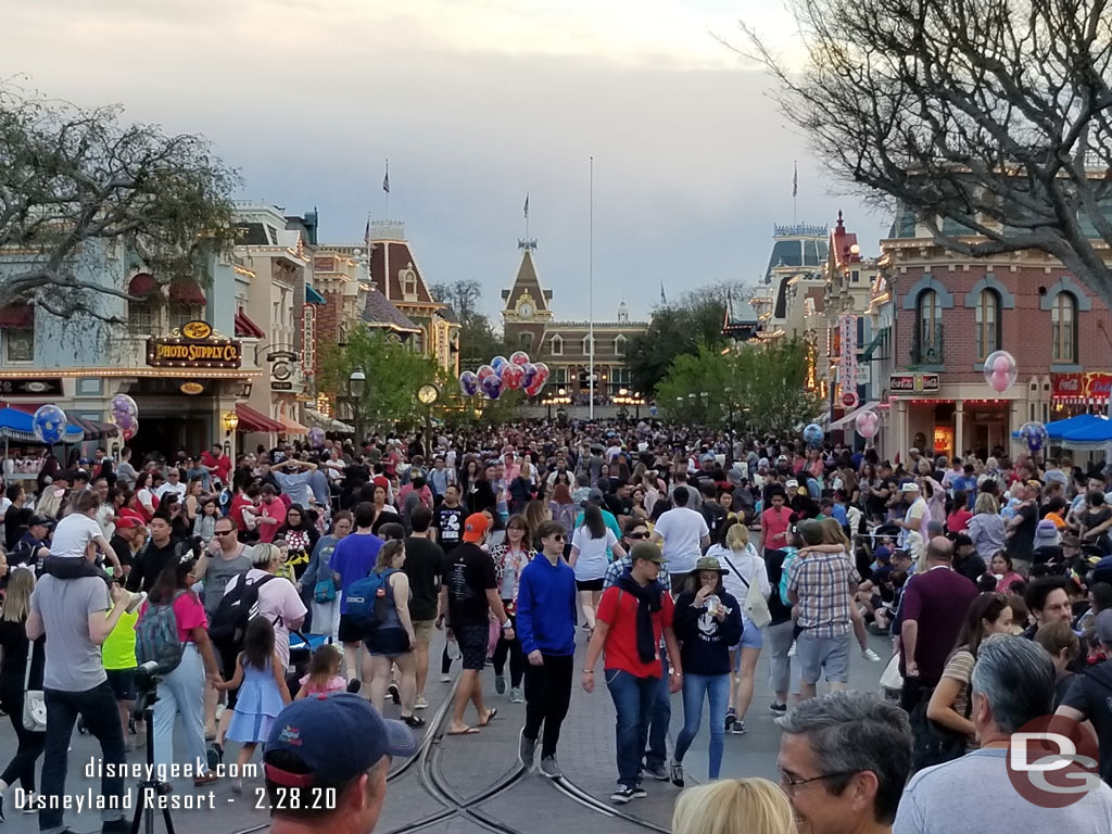 5:30pm found a spot for the 6:00pm Magic Happens Parade.