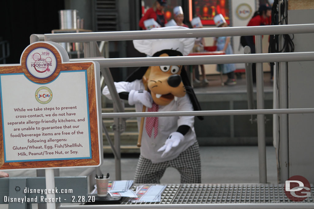 Goofy preparing to head on stage for Jr Chef show.