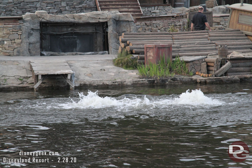 Air being released as they prepare to raise the Fantasmic equipment up to show level.