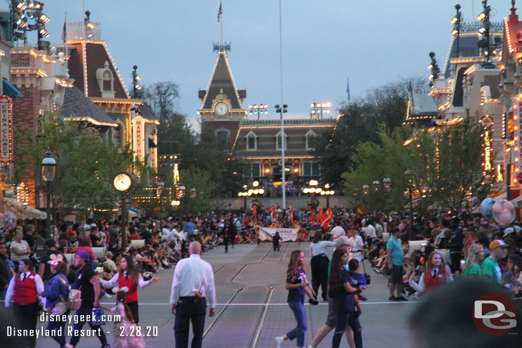 5:50pm street is just about clear for a marching band.