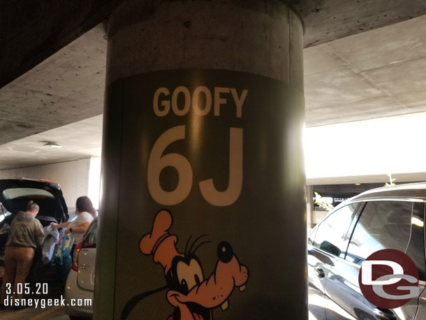 I returned to the parking structure at 2:32pm and this time ended up on Goofy on the far side.