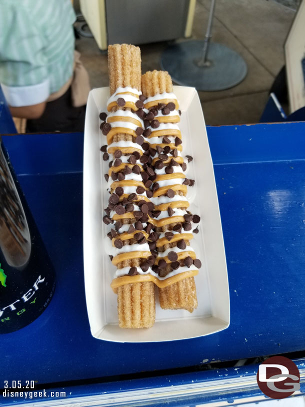 They had a Fluffernutter Churro on display at the cart so stopped for a picture