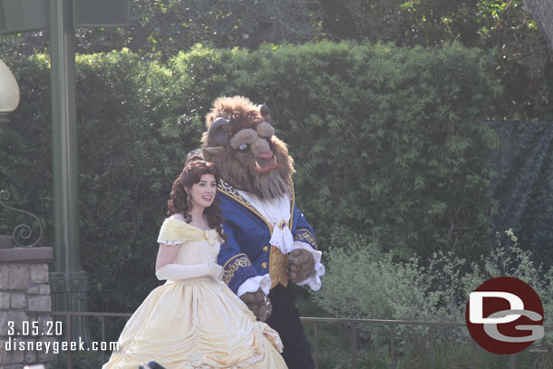 Belle & the Beast were out near it's a small world on the parade route greeting guests.