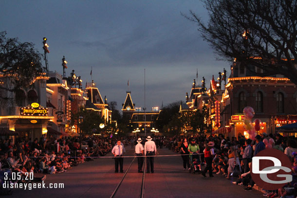 Almost parade time.  It was fairly dark but noticeably more light than last Friday.