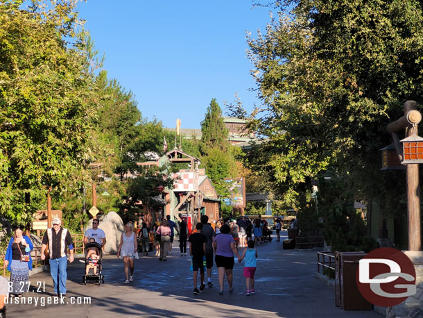 A line for Soarin, the attraction did not open until park opening.