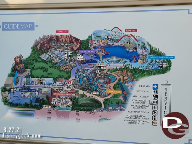 The map does not feature the Avengers Campus yet.