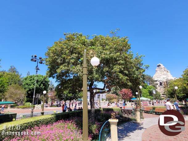 New lamp posts around the center of the hub have been installed.  They feature Tinker Bell and spotlights for the smaller statues.