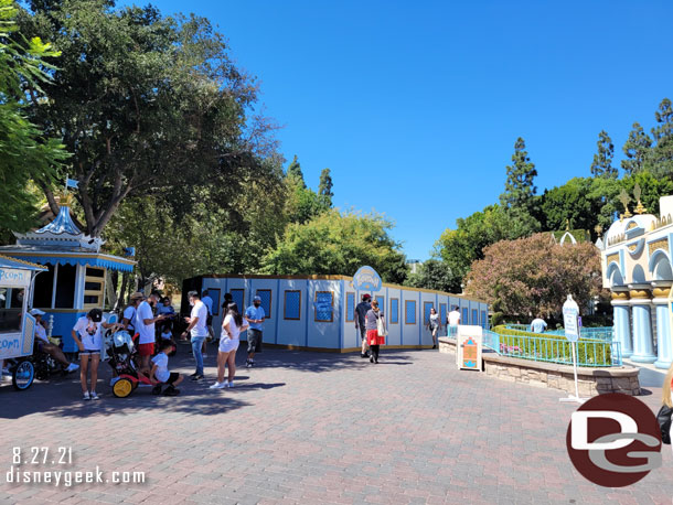 Making my way to Toontown.  The section of walkway that was the old slurry coating is being redone.  So there is a wall blocking most of the path.