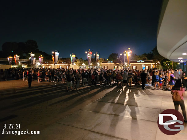 8:24pm. The line to enter DCA stretched almost to the line to enter Disneyland. I am assuming this is the after work/school Magic Key guests arriving to enjoy their first weekend with passes in over a year.