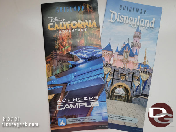 The current park guidemaps.  No printed time schedules were available.