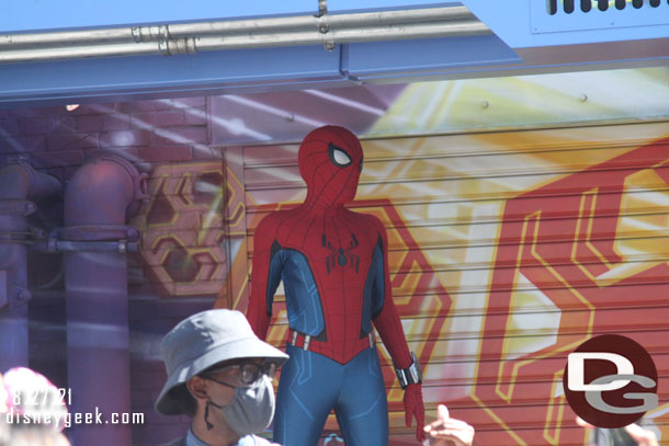 Spider-Man greeting guests.