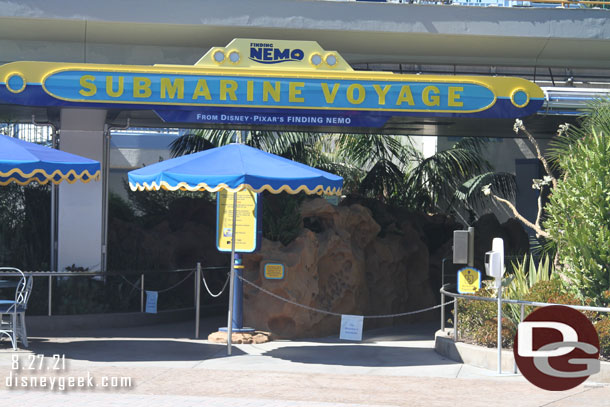 The Finding Nemo Submarine Voyage is closed until winter.