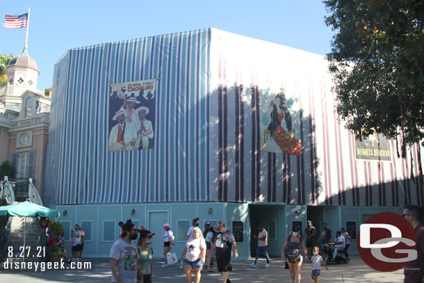 The first block of New Orleans Square is undergoing exterior renovation work.