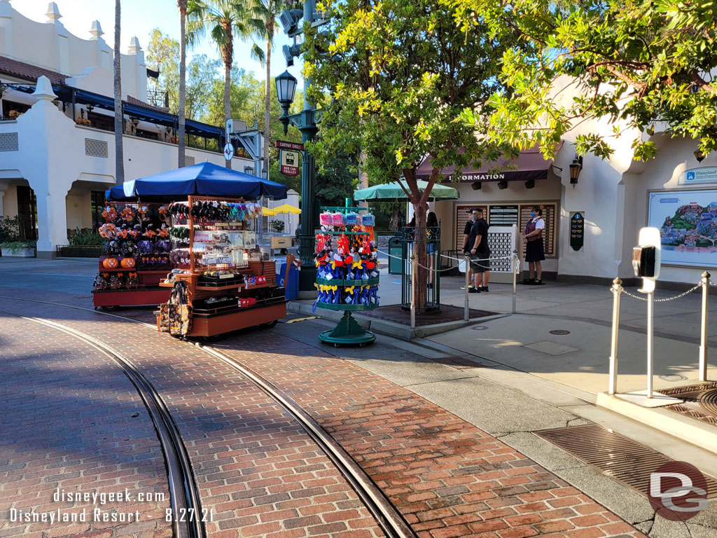 A merchandise location in front of information area at the former trolley stop (the Red Car is not in service right now).