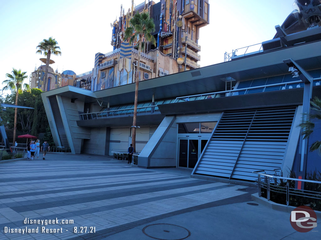 The HQ is just a facade and used for show.  There is nothing inside/behind it.  A later phase is planned with a new attraction there.