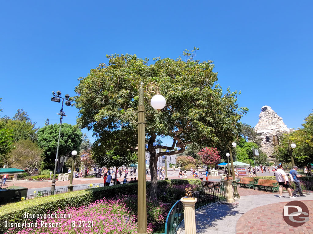 New lamp posts around the center of the hub have been installed.  They feature Tinker Bell and spotlights for the smaller statues.