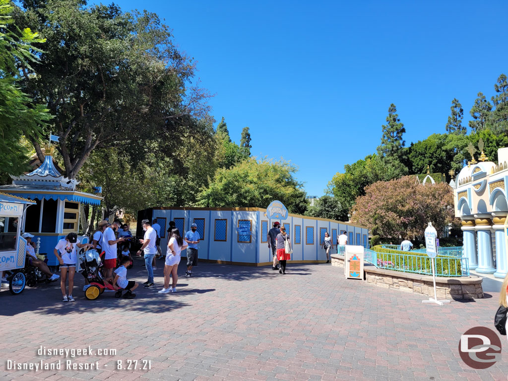 Making my way to Toontown.  The section of walkway that was the old slurry coating is being redone.  So there is a wall blocking most of the path.